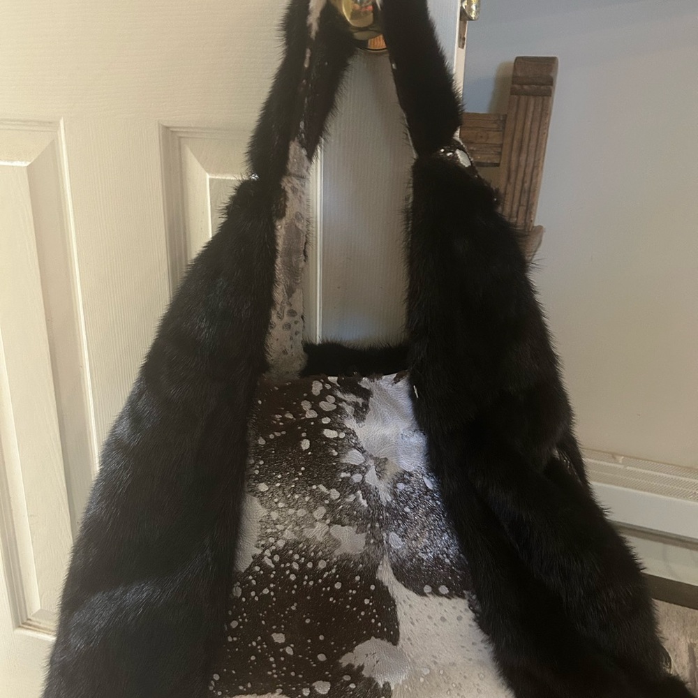Elegant Black and White Fur Women's Bag